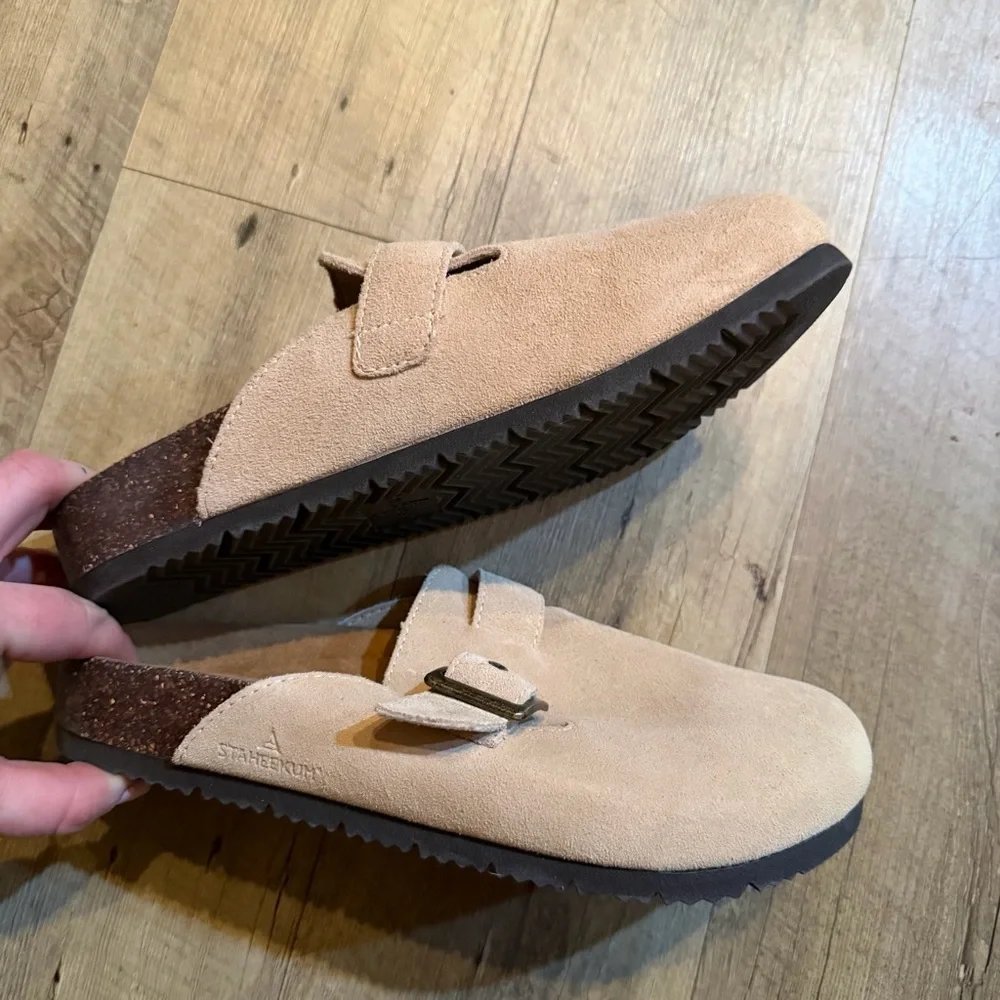 New Staheekum Crescent Slip On Buckle Clogs | Tan - Picture 6 of 9